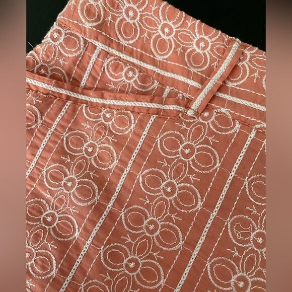 Loft BOHO Womens 8 Cottagecore Pink and White Embroidered 4" Shorts Beach Travel - Picture 8 of 11